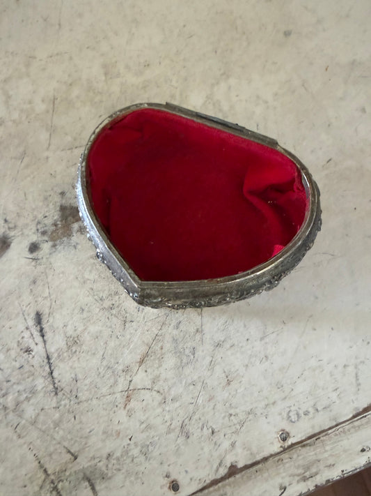 Silver plate trinket box missing lid as is