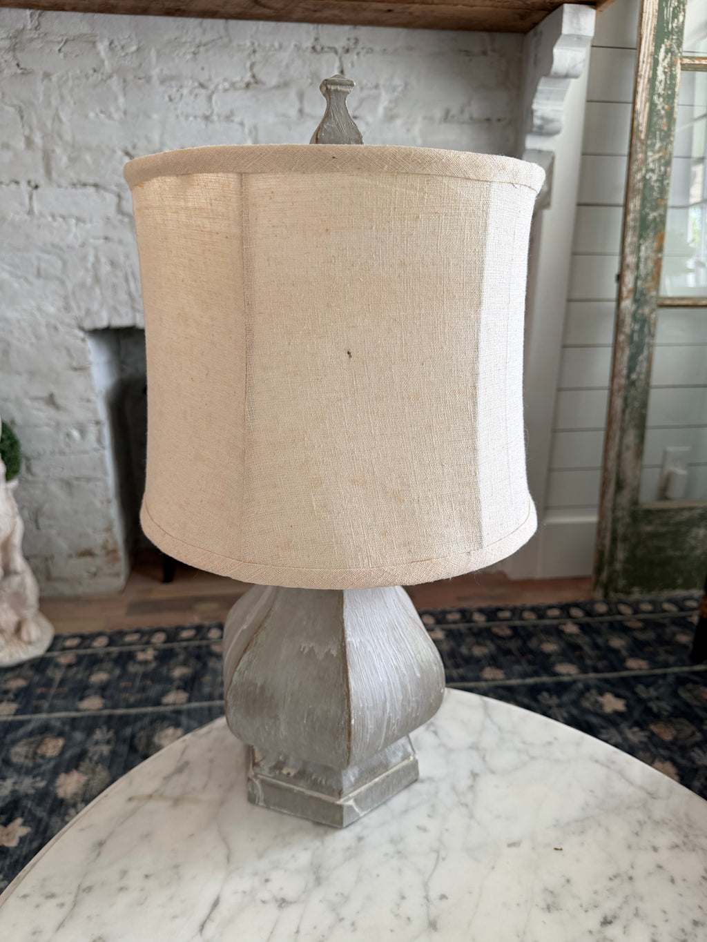 Hand-painted lamp with shade