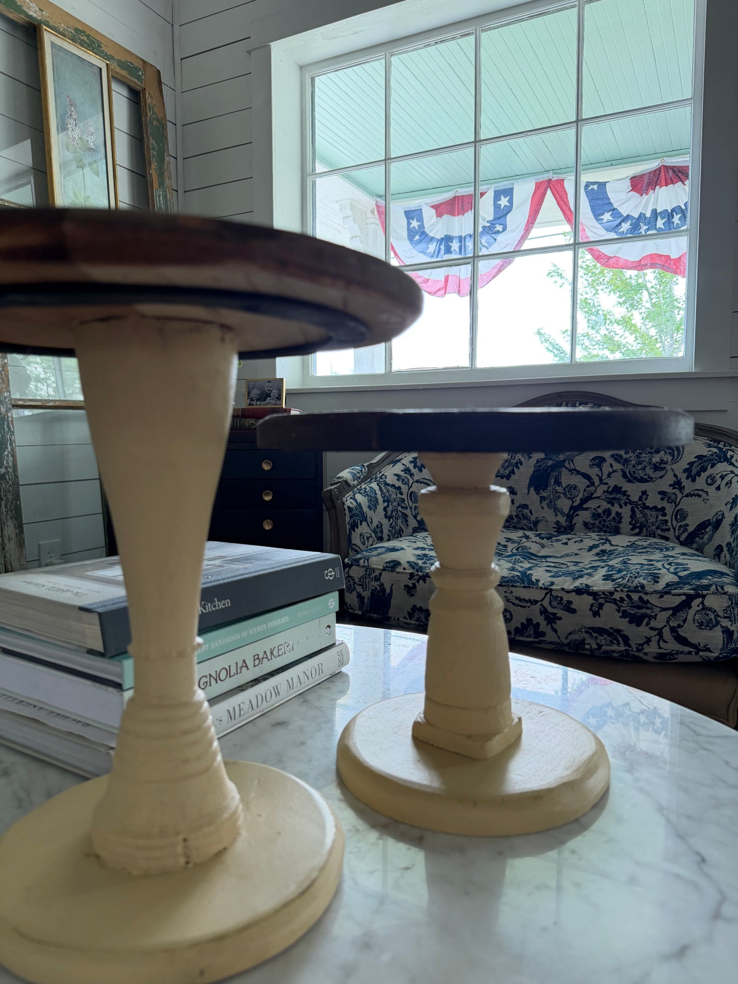 Wood pedestal hand painted, sold individually