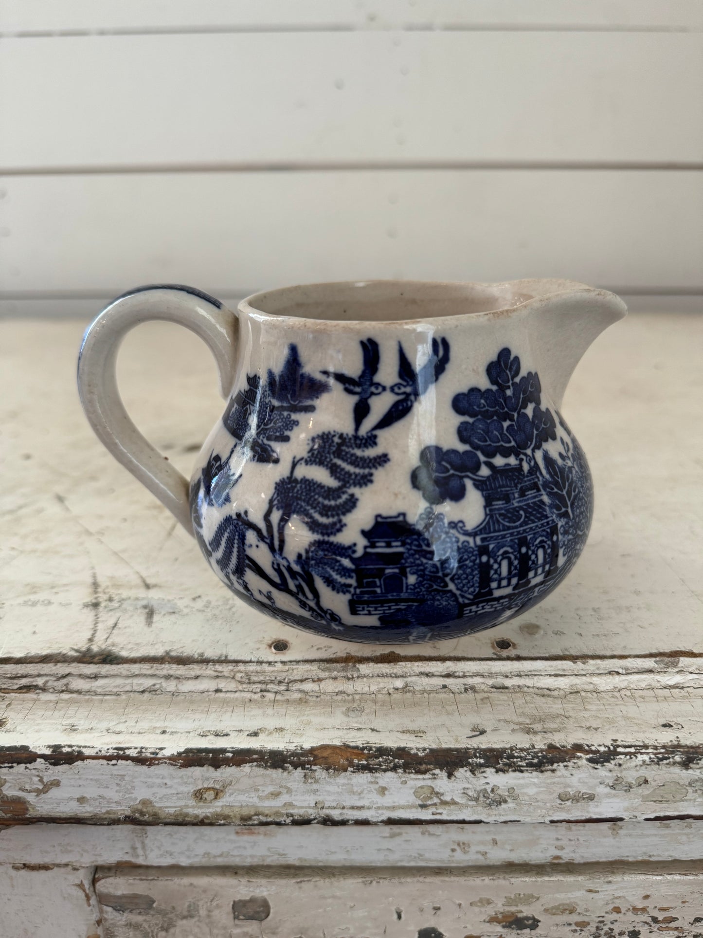 1800’s Doulton's Willow Flow Blue Pitcher - small