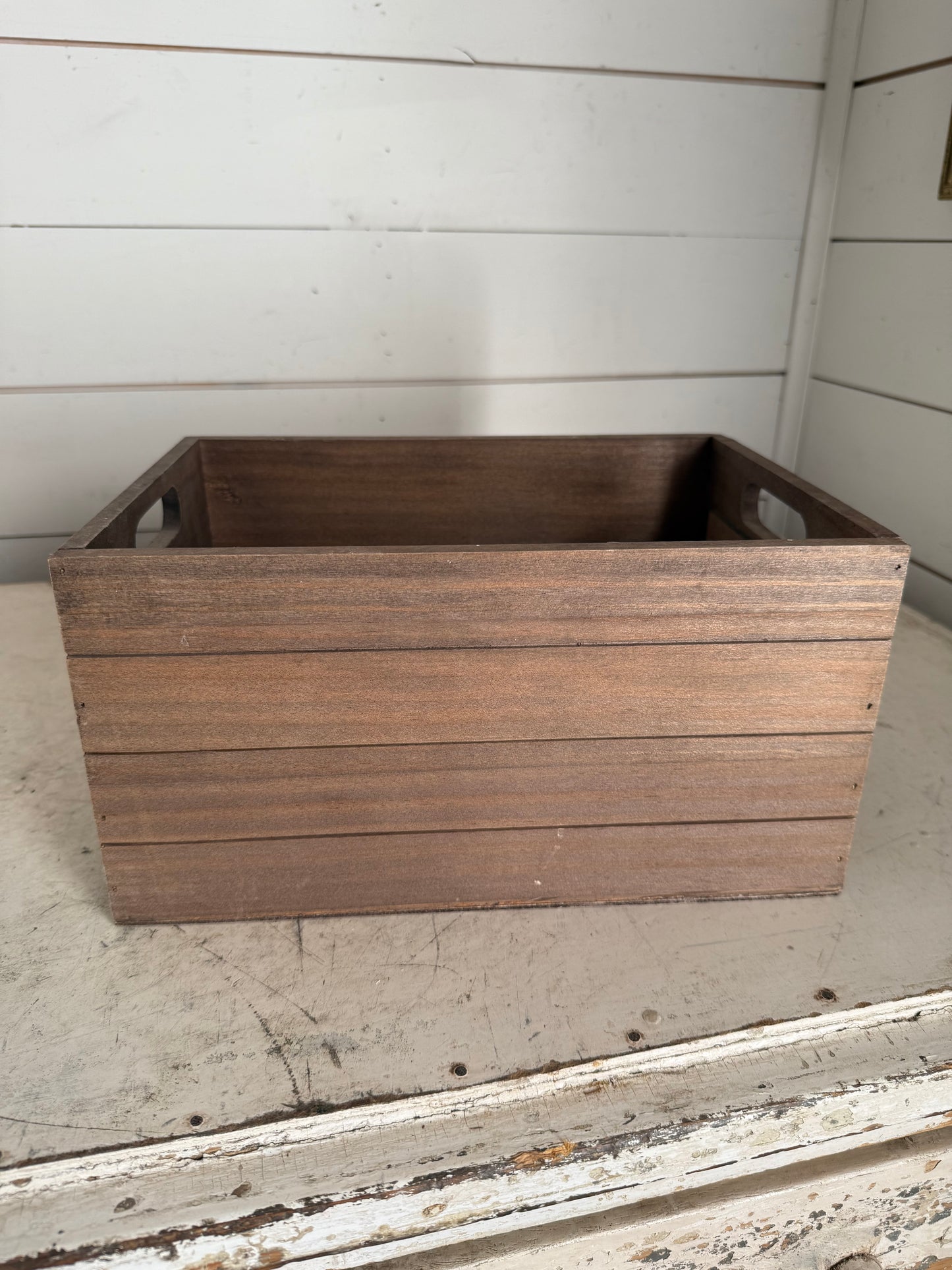 Wooden storage box with chalk board label will get painted greenery not included