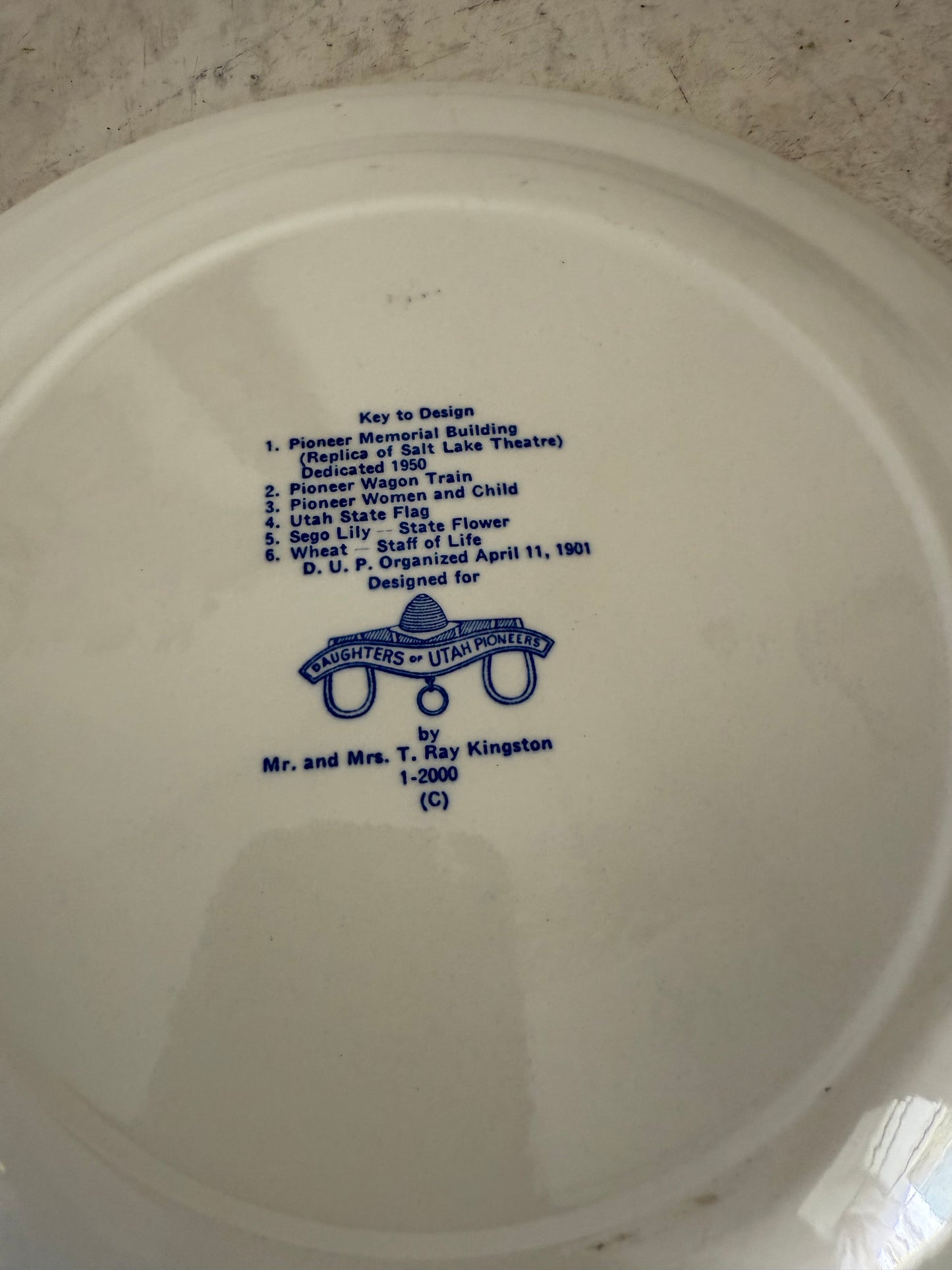 DAUGHTERS OF UTAH PIONEERS CENTENNIAL HISTORICAL COLLECTOR PLATE