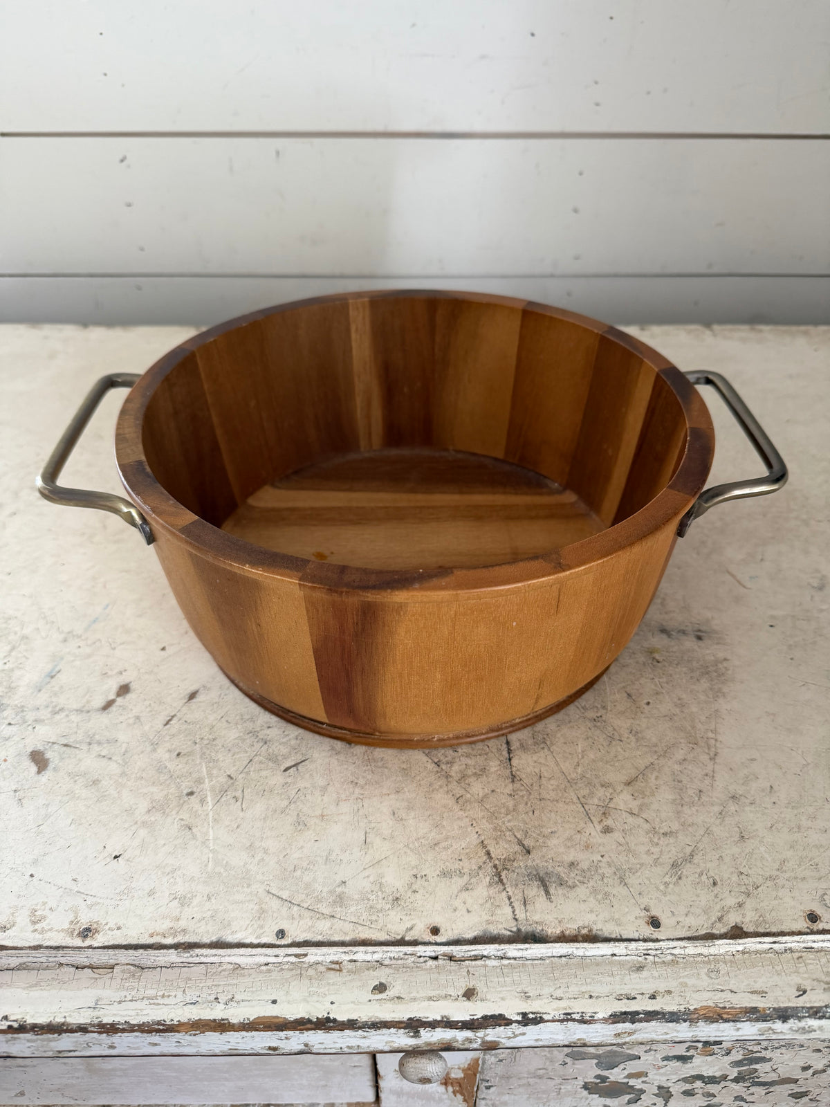 Danish style bowl with metal handles