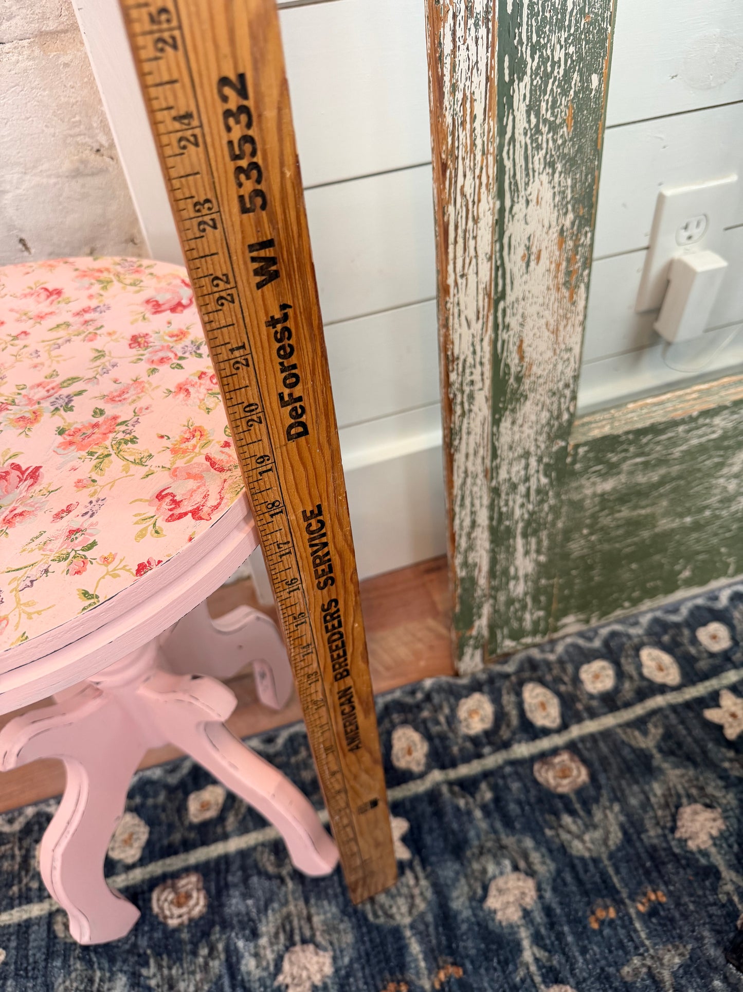 Pink Floral Plant stand hand painted