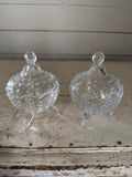 Glass Candy dish with lid and Swiss dot design sold individually