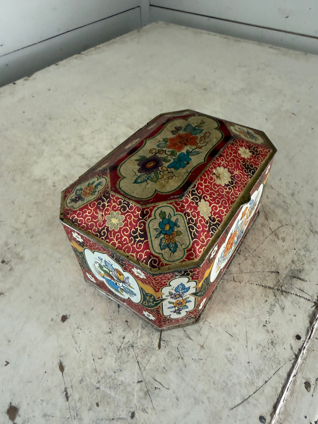 Vintage English Octagon Tin