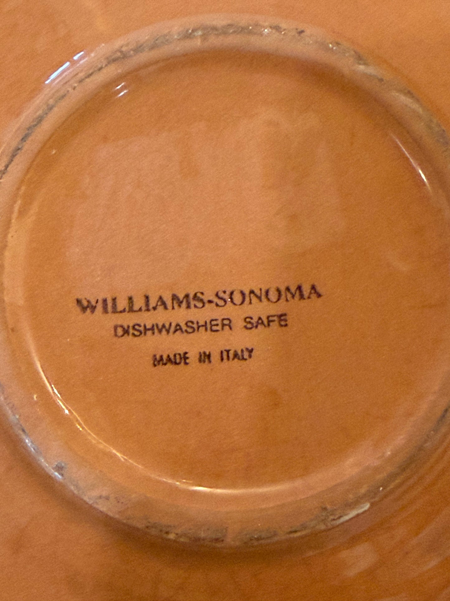 Italian Pottery Plates Tomatoes Williams Sonoma SET of 3 - Terracotta showing in chips