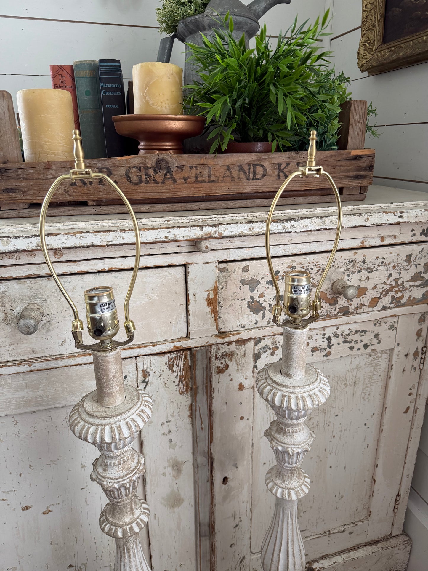 Set of Ornate Hand Painted Lamps