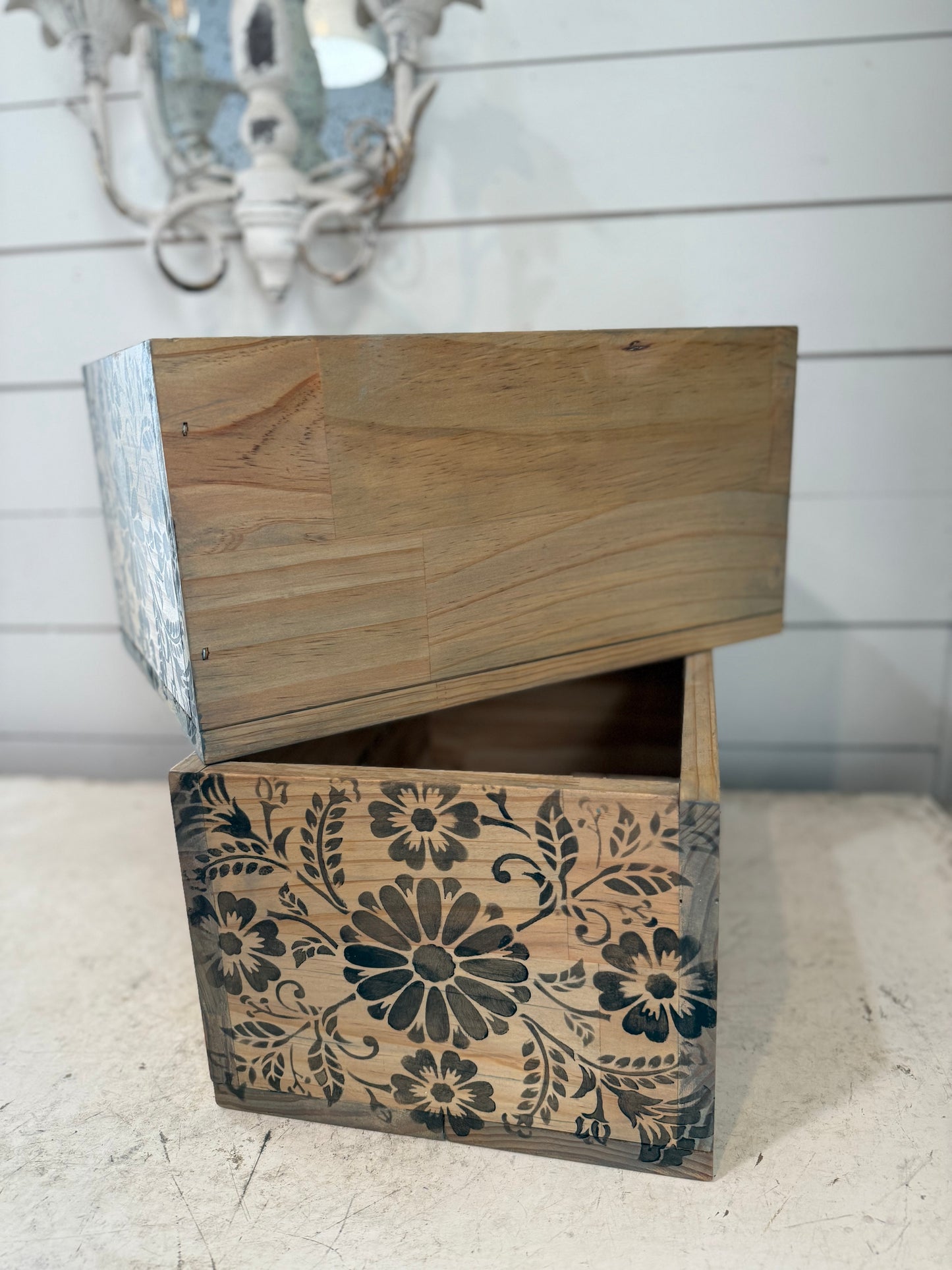 Floral Hand Painted Pine Crate - sold individually