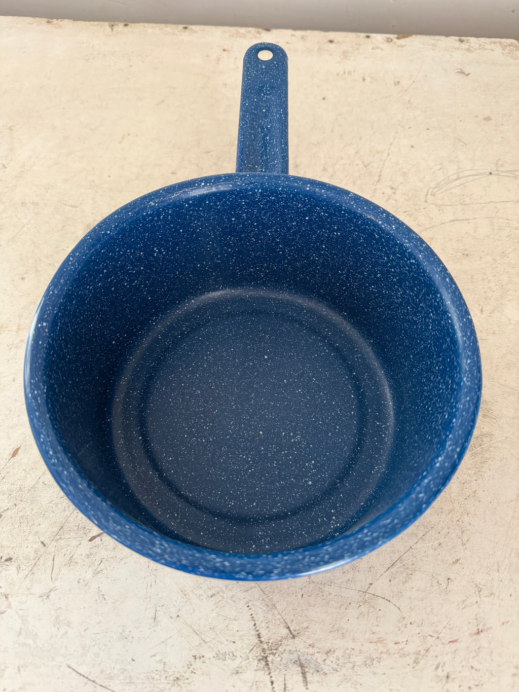Blue Speckled Enamel Saucepan