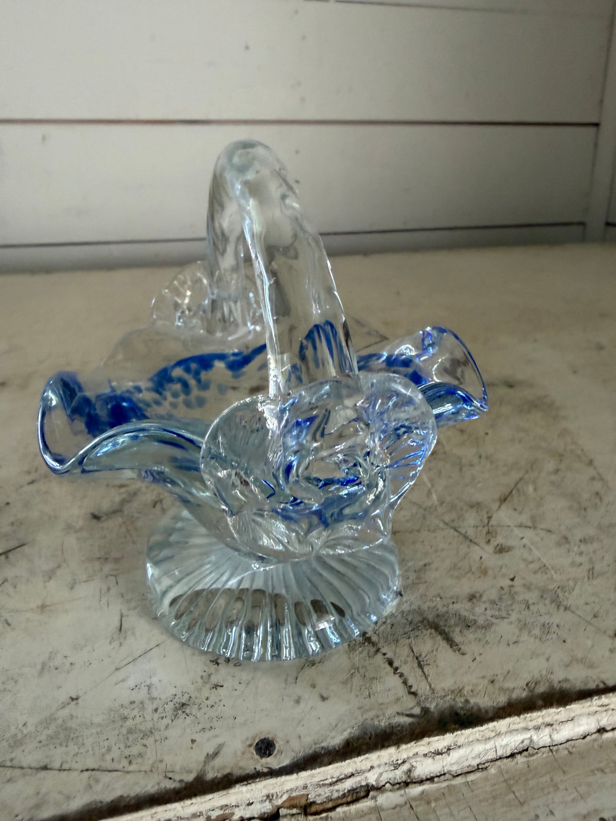 Vintage Murano-style Art Glass Decorative Basket