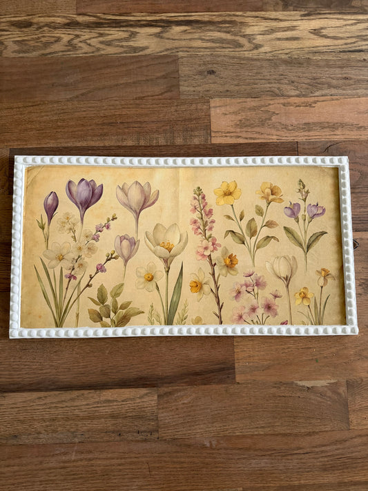 Floral Art With Beaded Trim Frame 23”