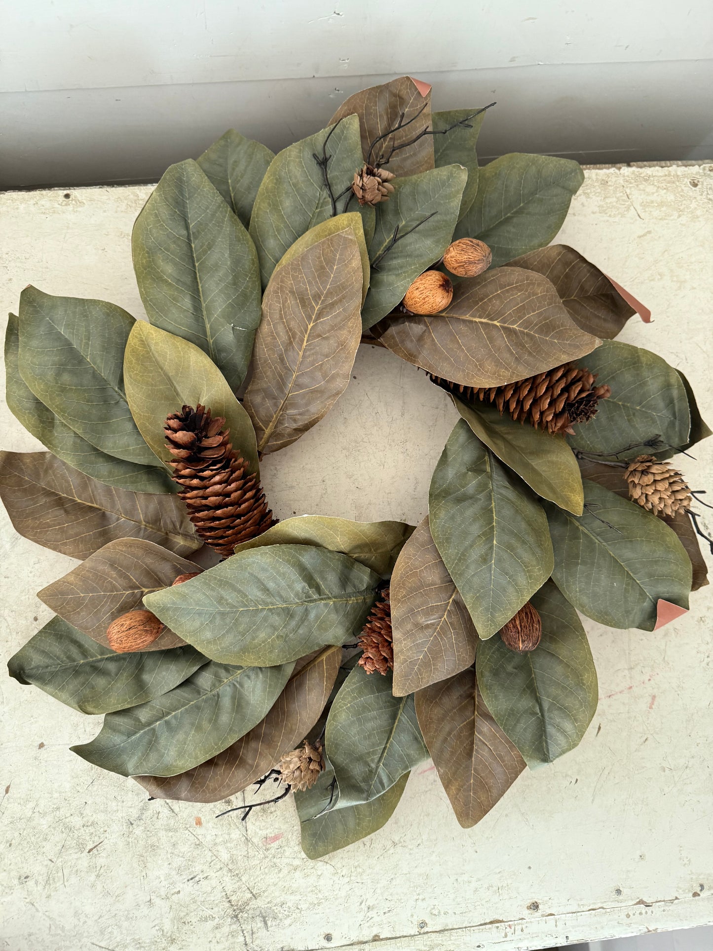 Faux Magnolia Wreath