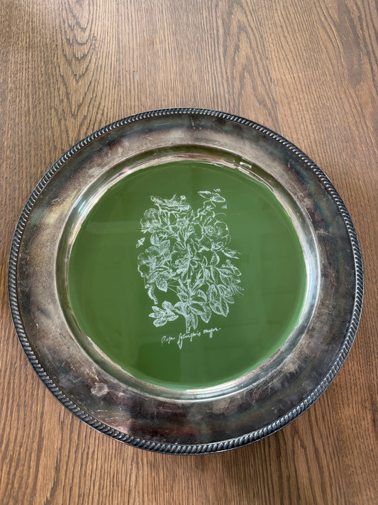 Tarnished silver platter with food safe Resin 14”