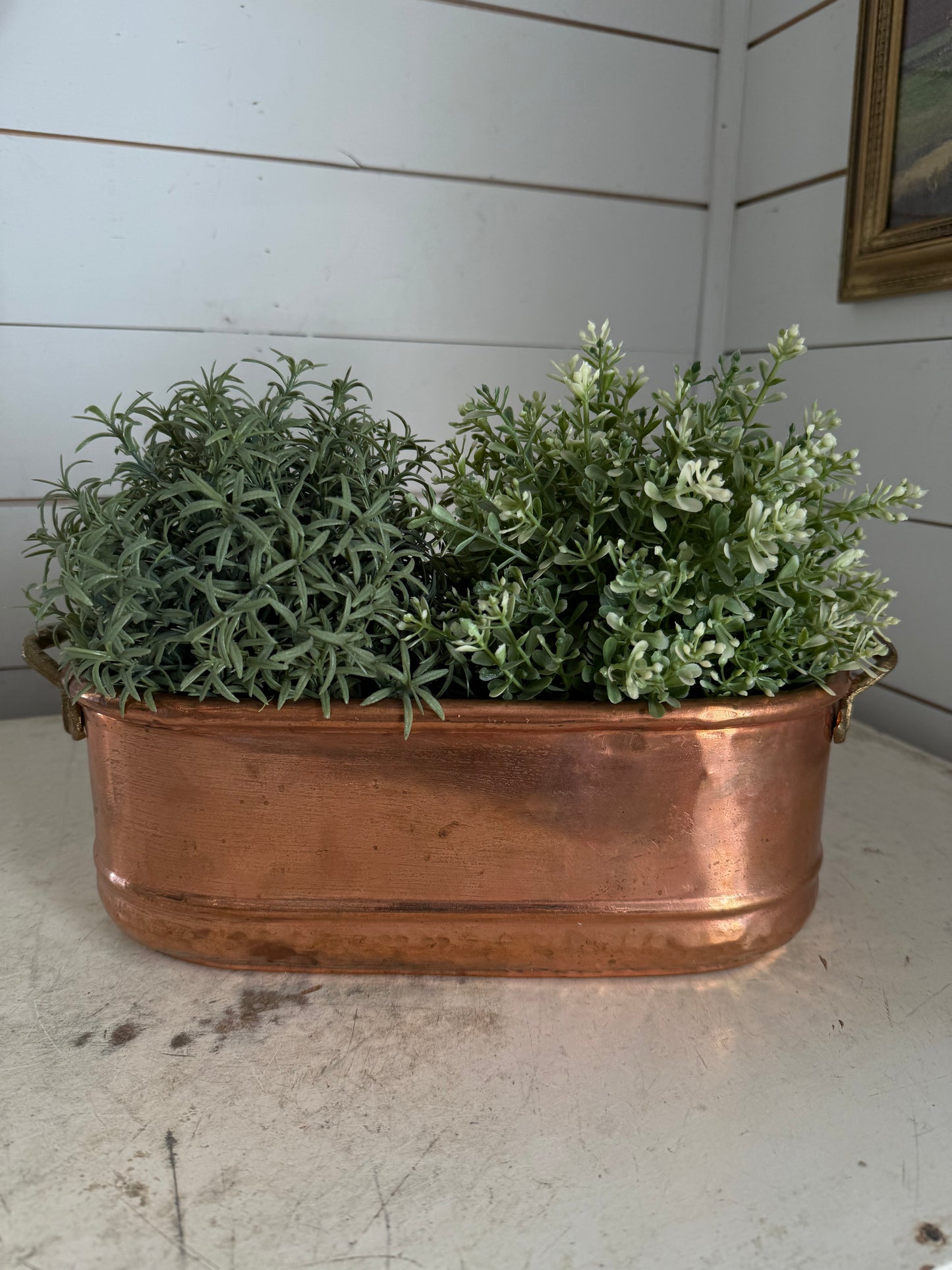 Vintage Copper Planter - greenery not included