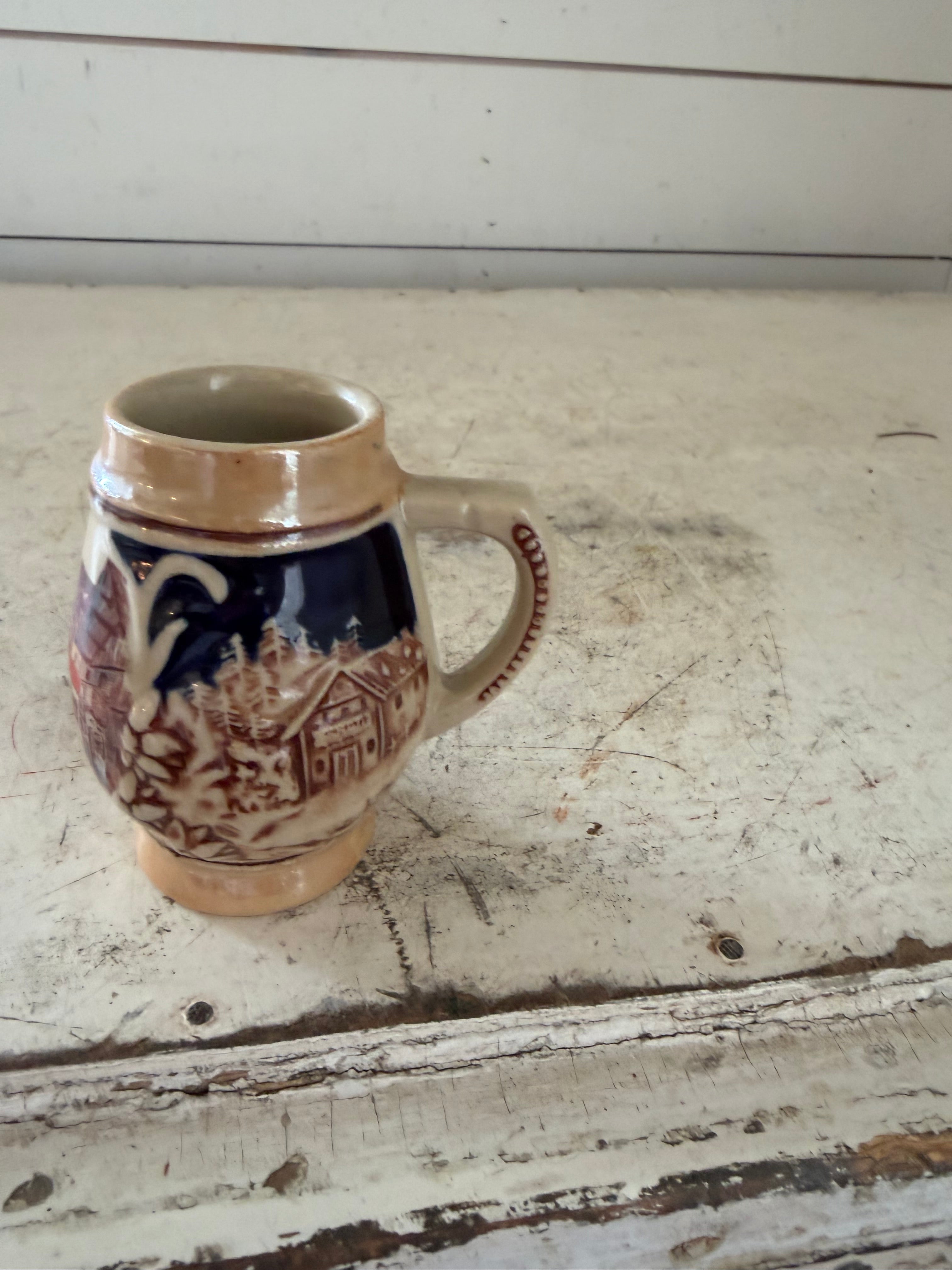 Mini Ceramic Souvenir Mug with village scene