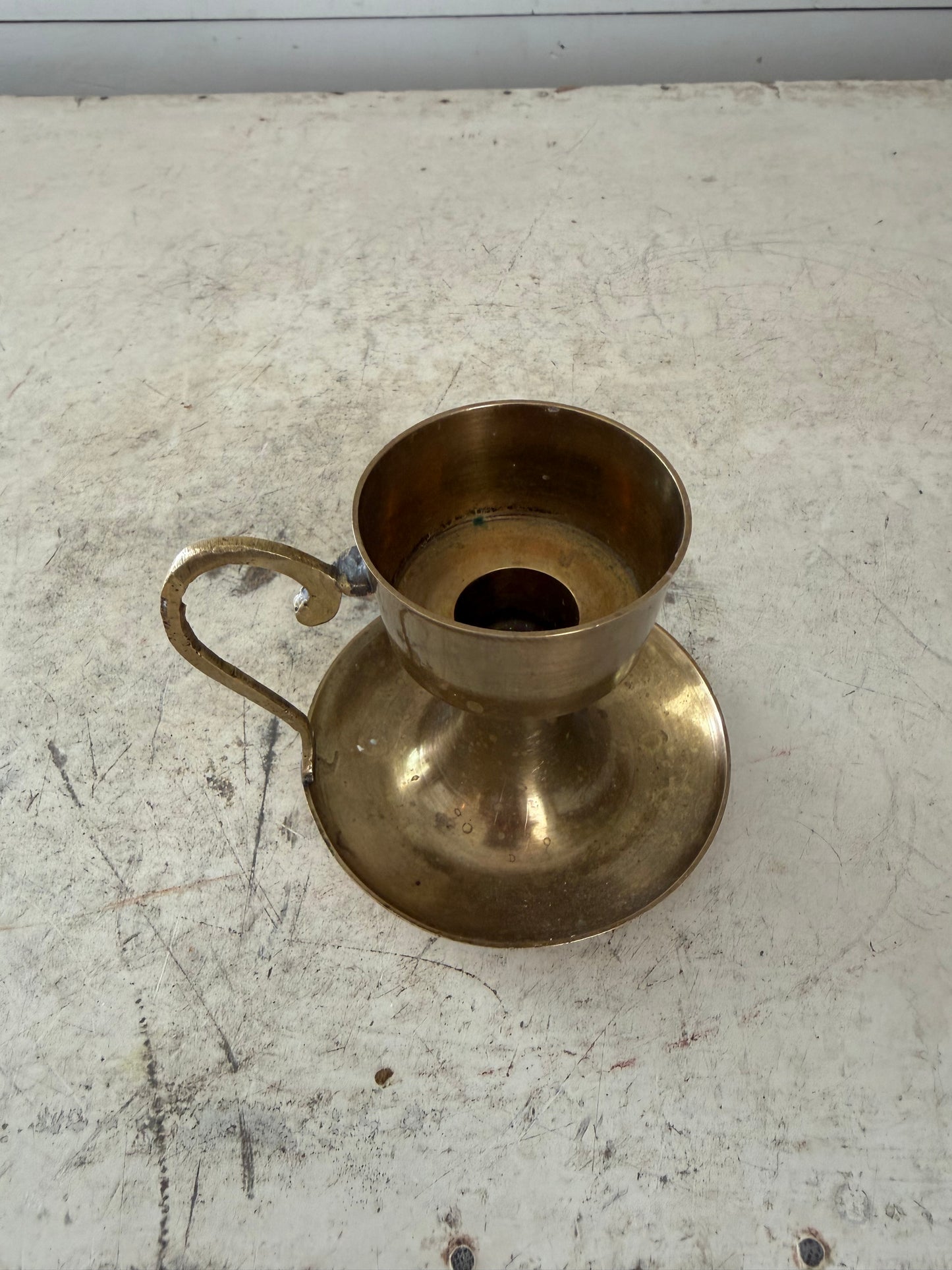 Vintage Brass Chamberstick Candleholder