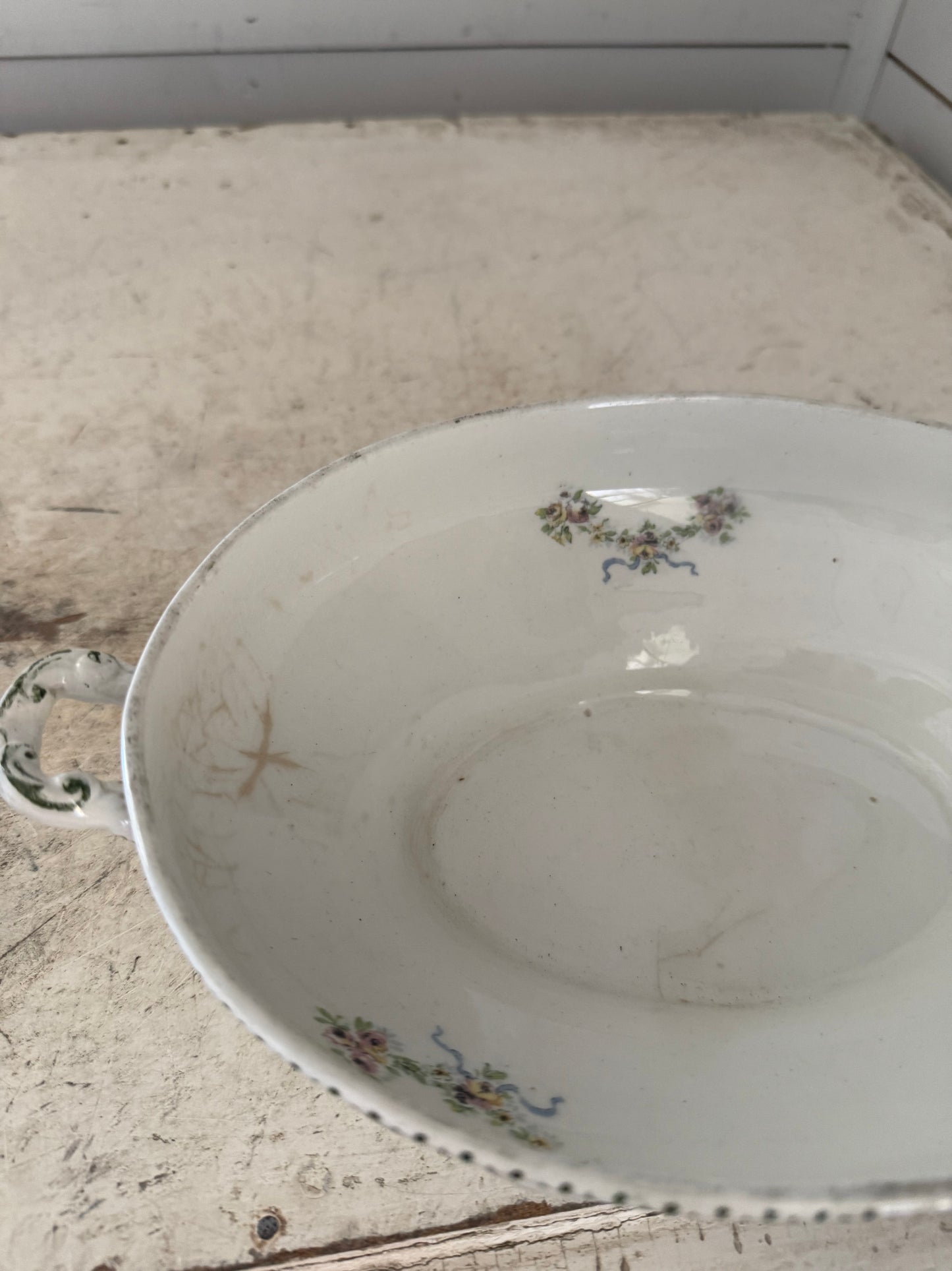 Antique Royal Semi PorcelainServing Fish with delicate floral detail