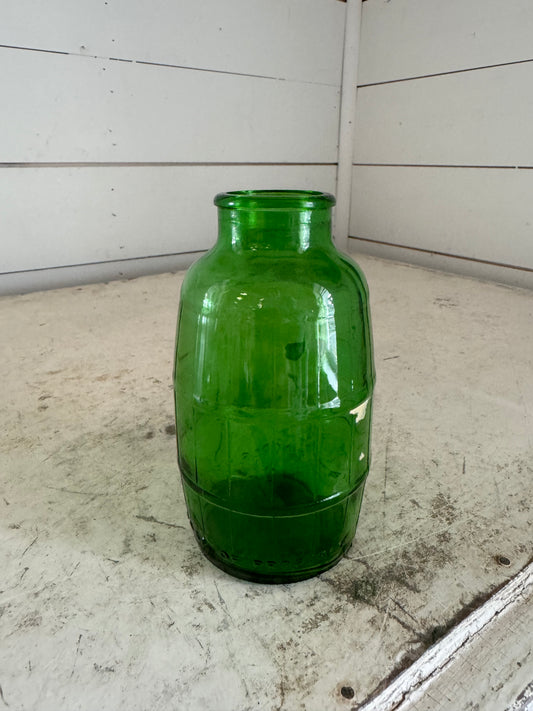 Vintage Green Barrel Bottle