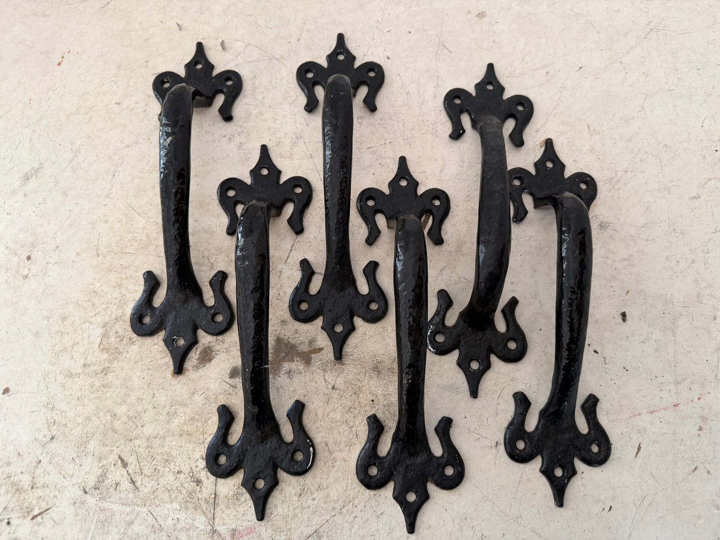 Vintage cast Fleur De Lis Door handles set of 2