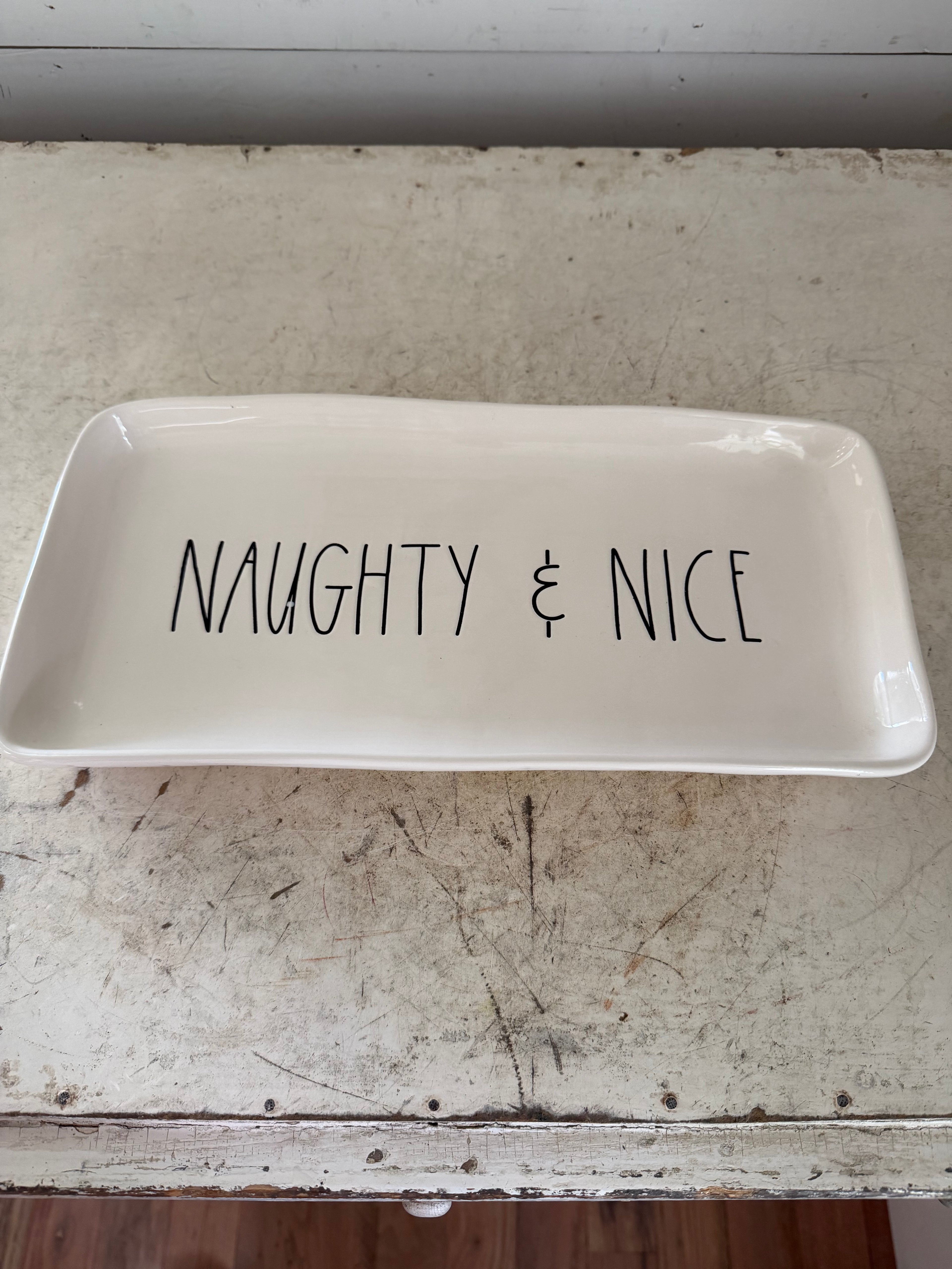 Rae Dunn Naughty and Nice Christmas Platter