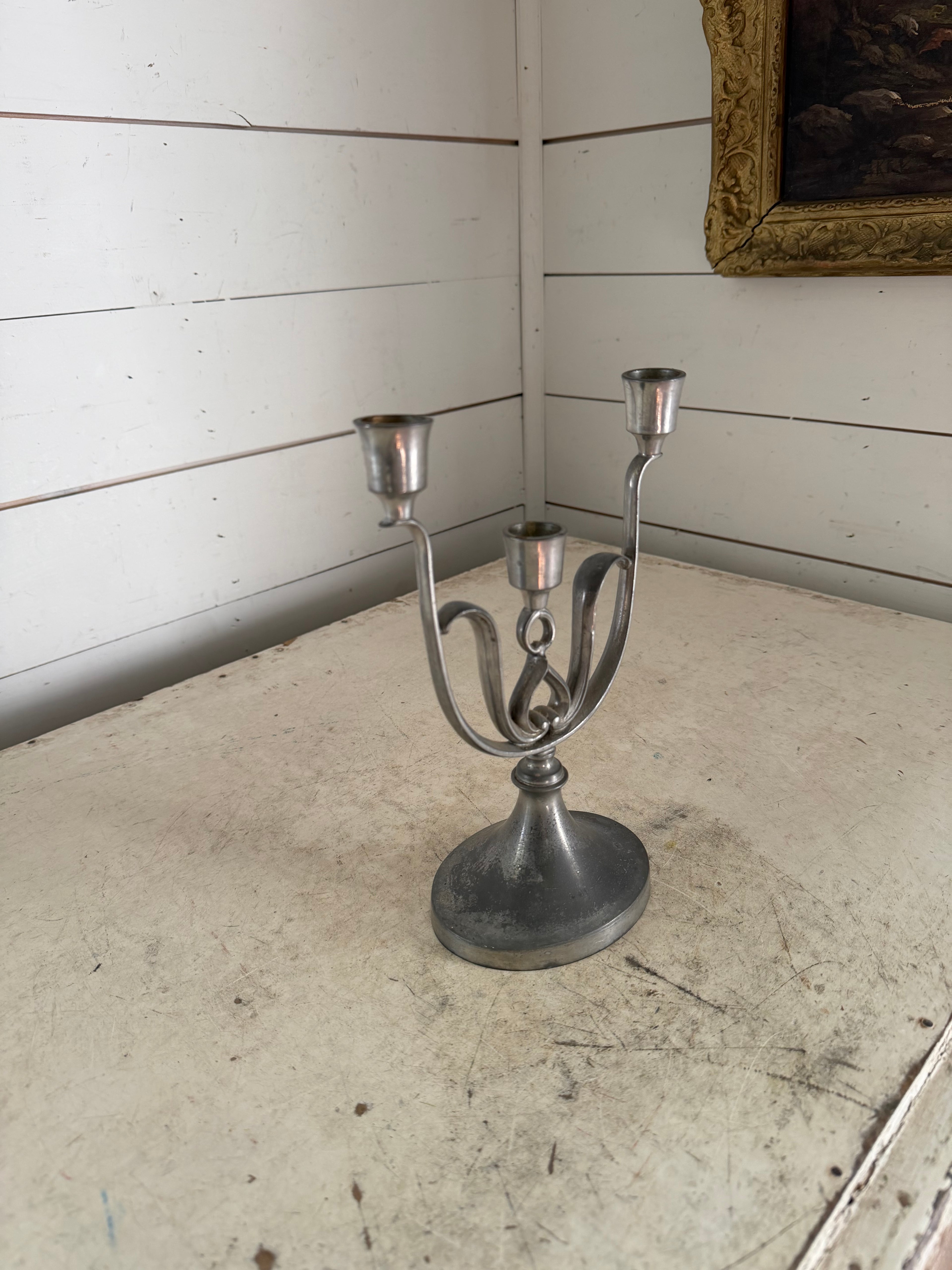 Vintage Pewter Candelabra