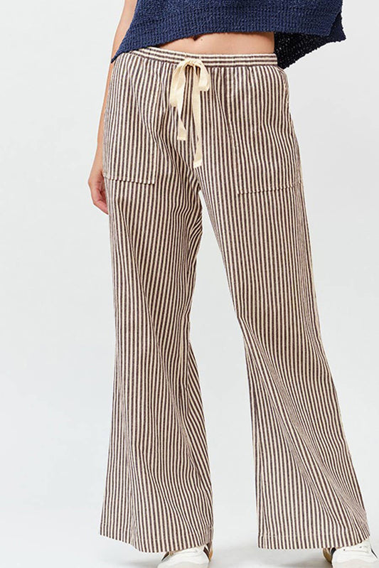 Striped Wide Linen Pants