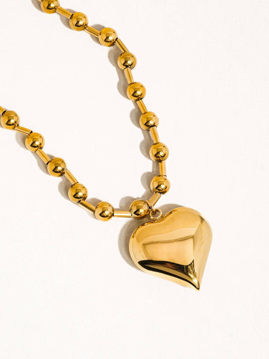 Paris 18K Gold Non-Tarnish Large Heart Chain Necklace