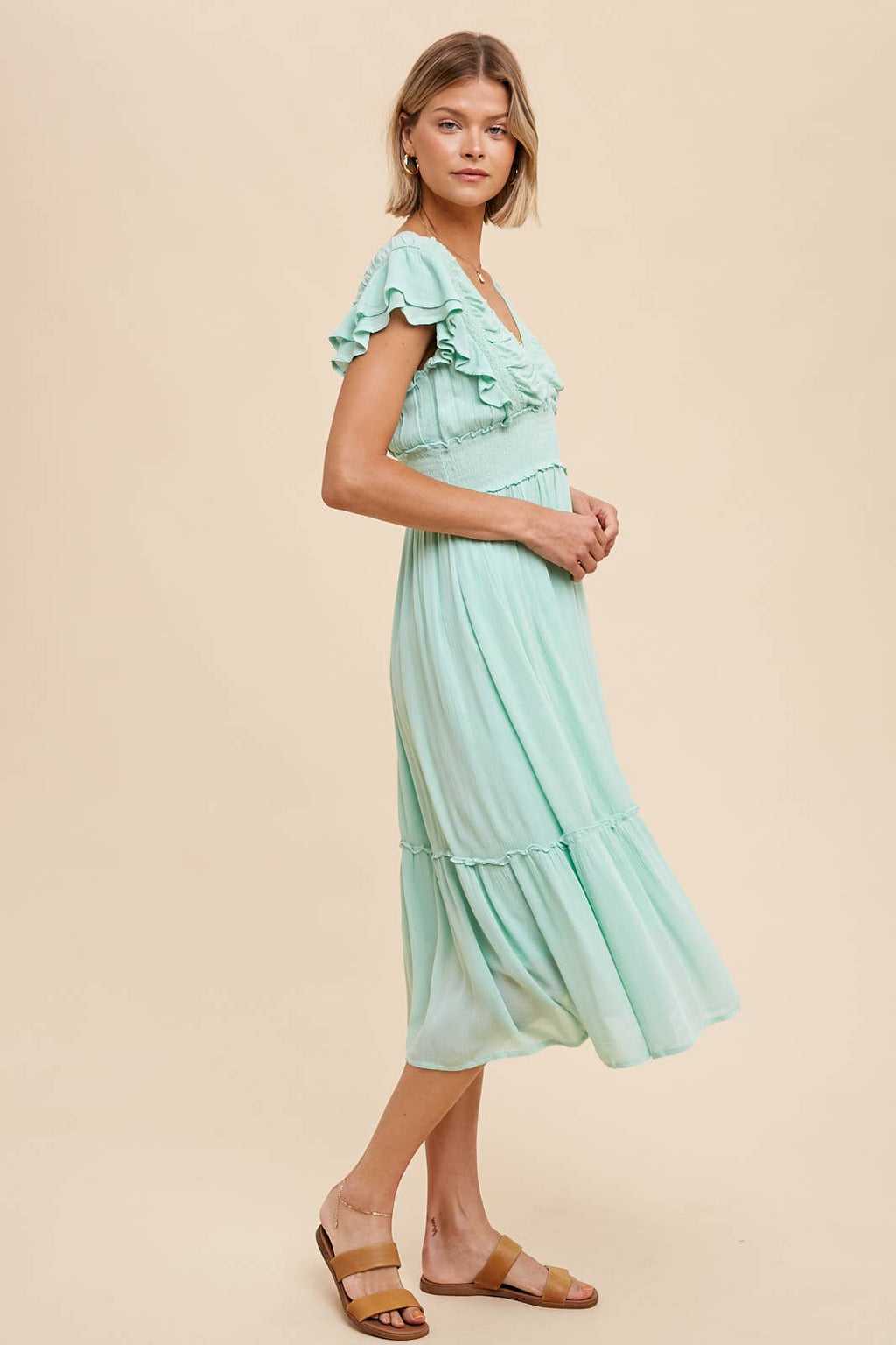 Flutter Ruffle Sleeve Dress