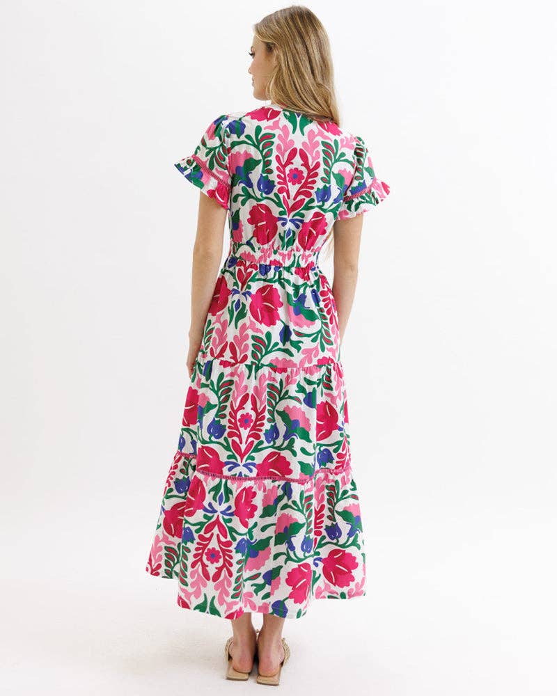 Bold Floral Print Maxi Spring Dress