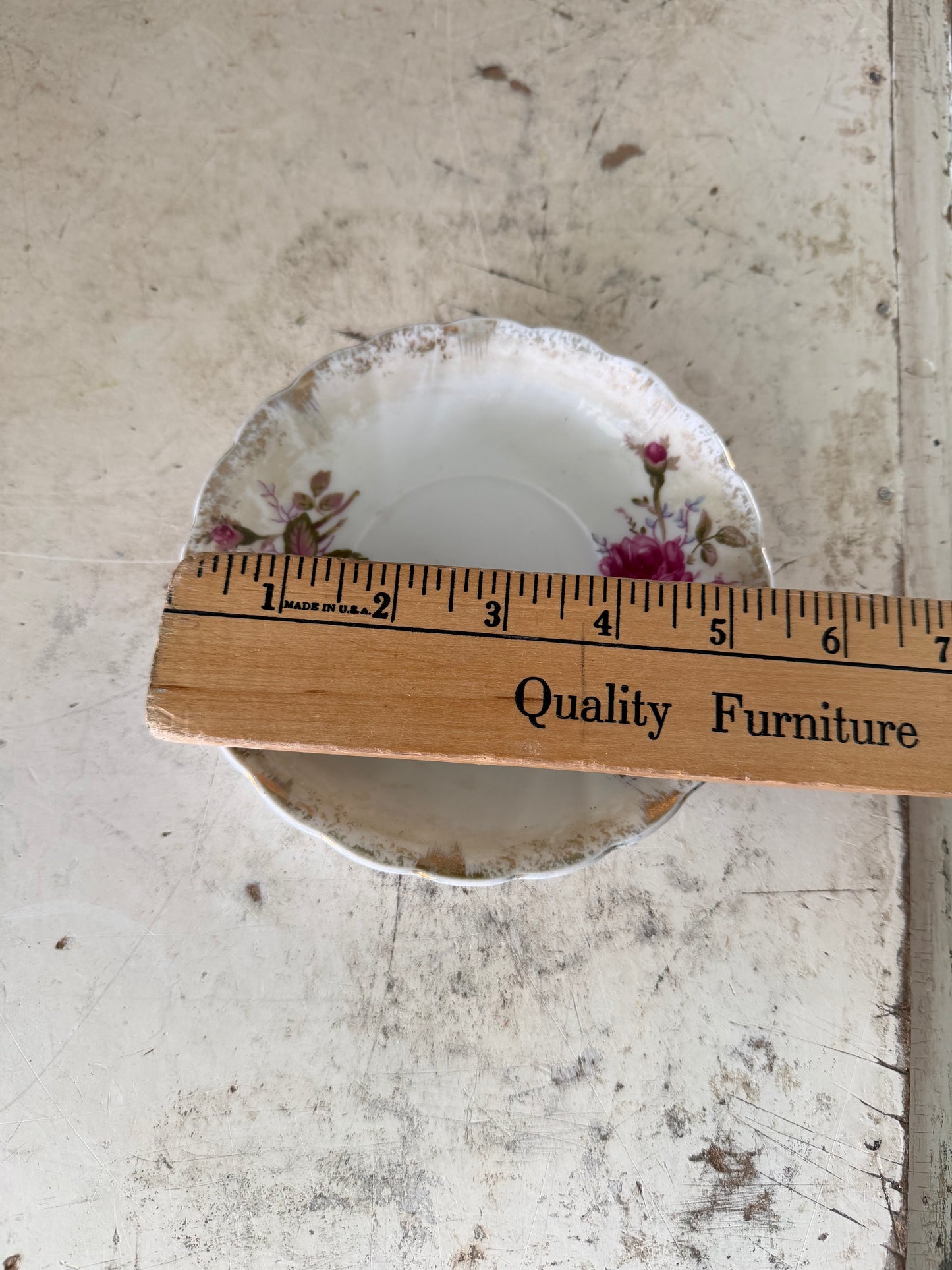 China Saucer With Opposing Roses and gold colored trim