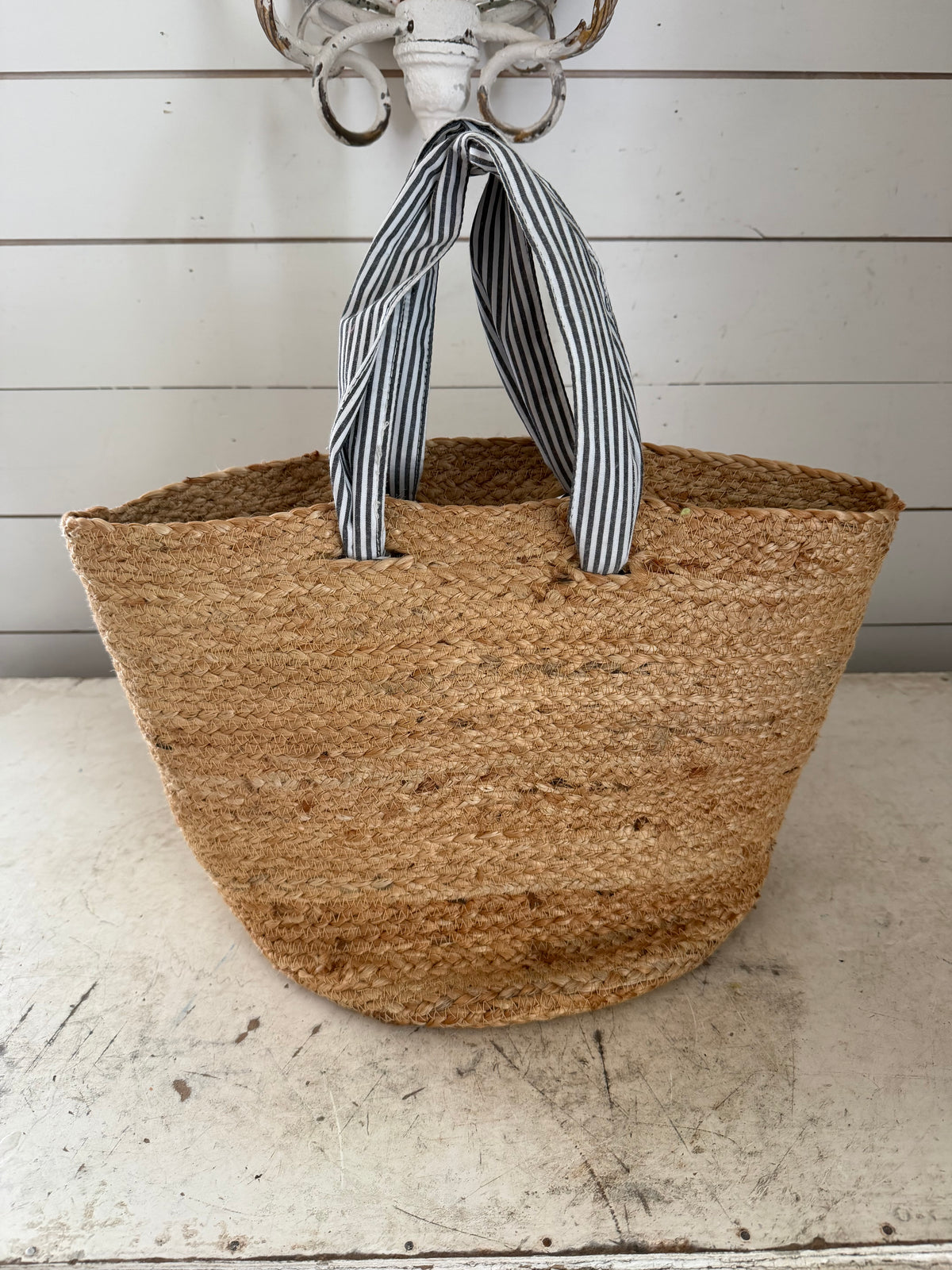 French style market bag with fabric handles
