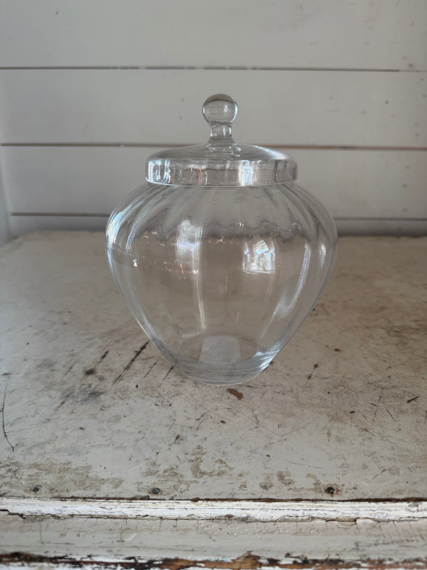 Covered glass candy dish