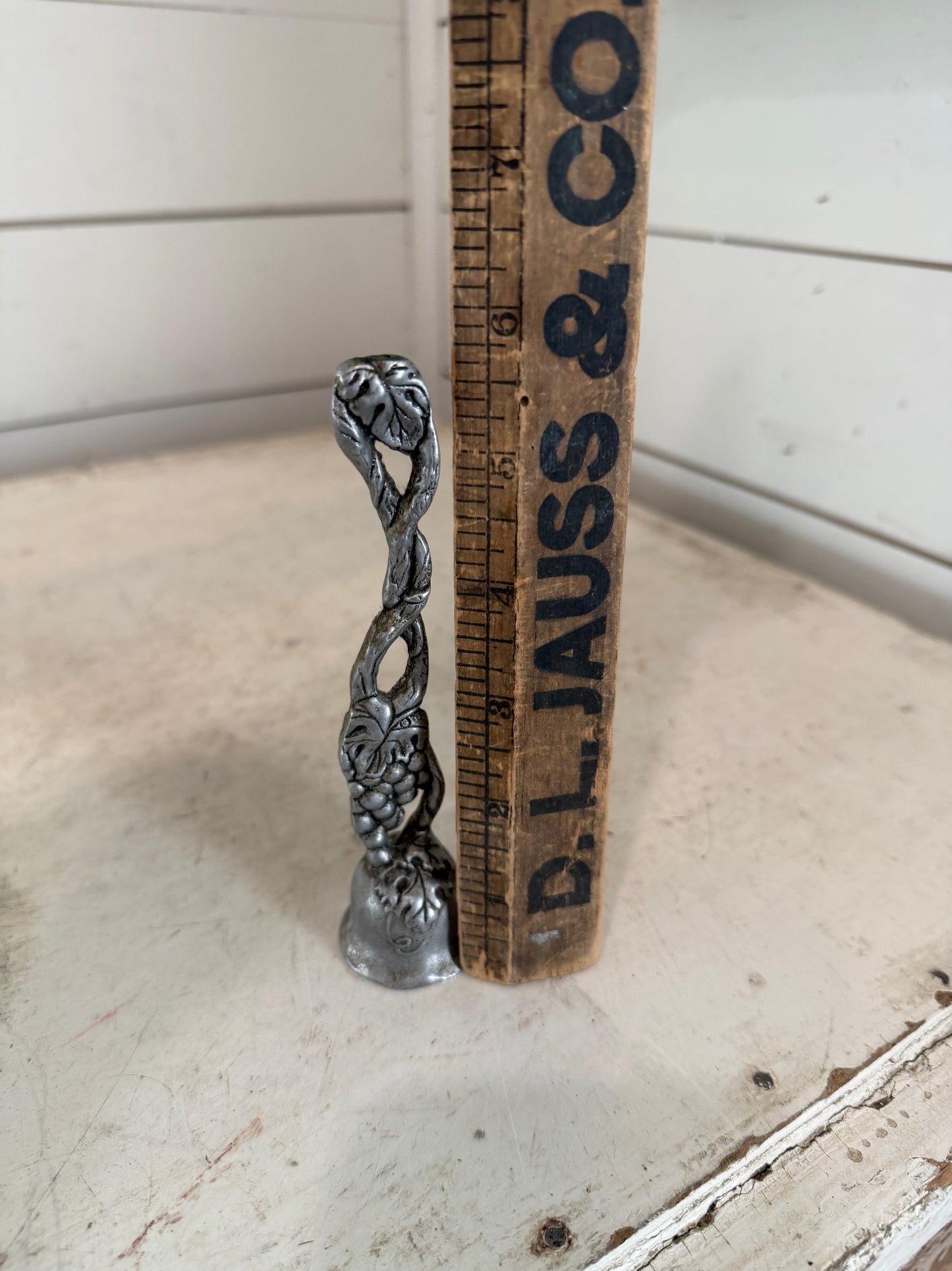 Rare Vintage Pewter Standing Candle Snuffer - Art Nouveau Style - Botanical Vine Grapevine