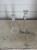 Square and Hexagon Base Crystal Candlestick Pair