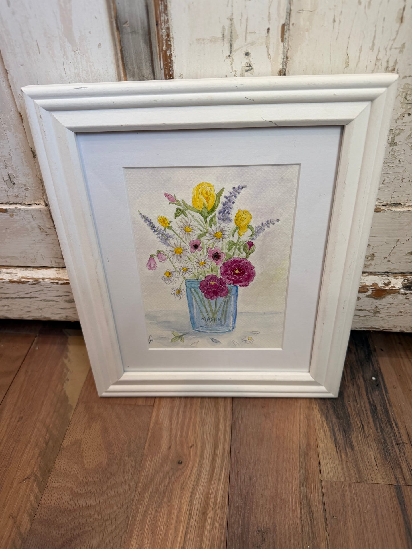 Susan Barkman original framed floral water color