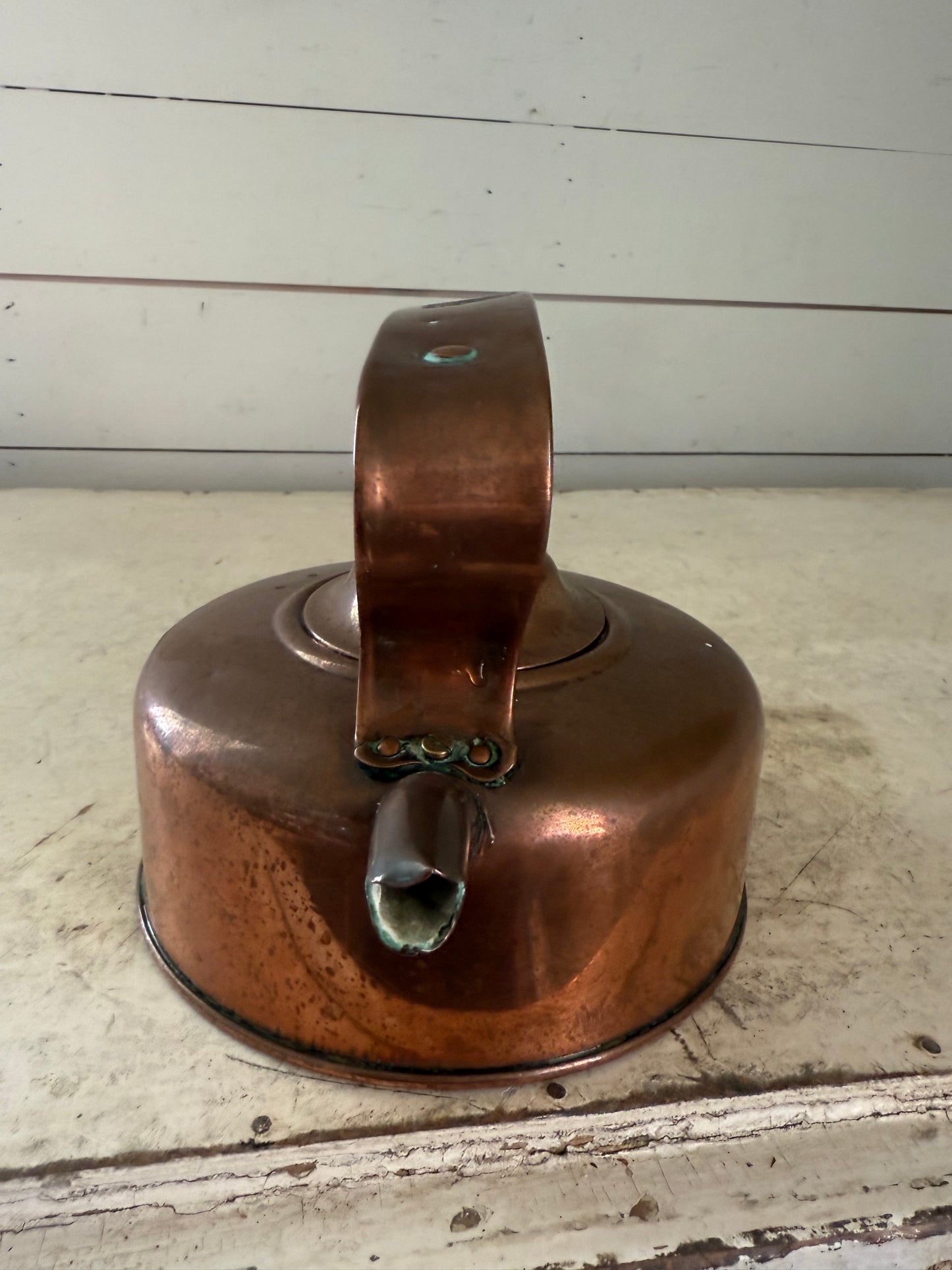 Antique copper tea kettle