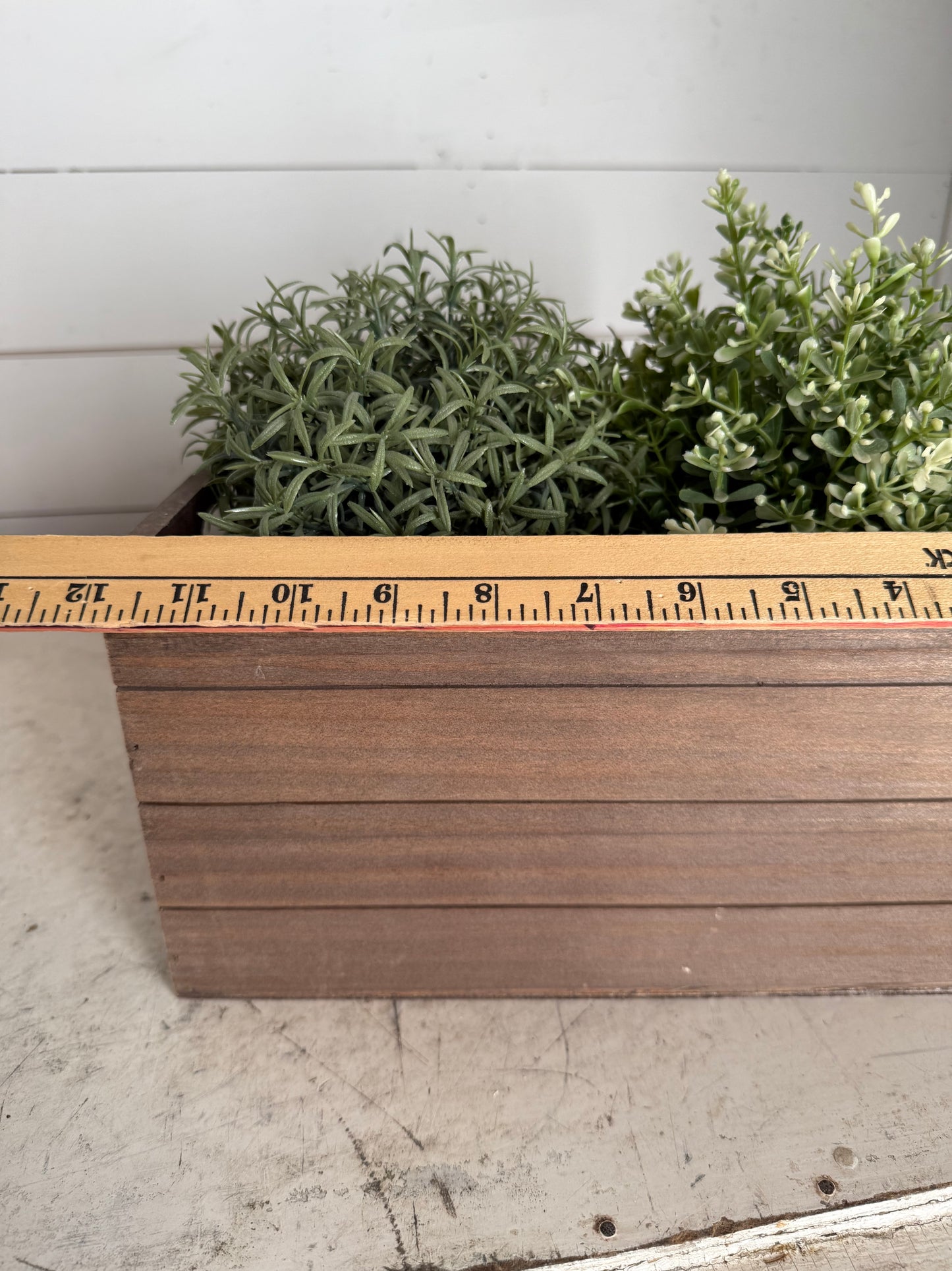 Wooden storage box with chalk board label will get painted greenery not included