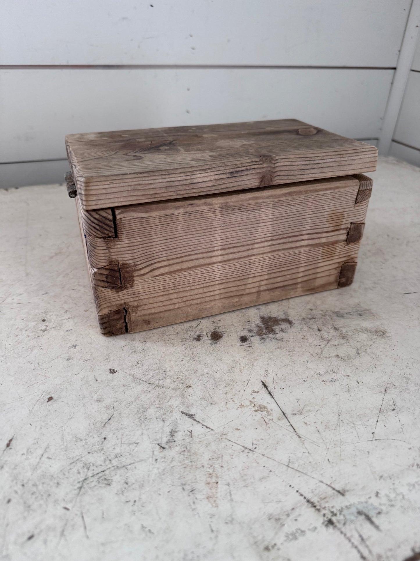 Wood Dovetail Work box with hinged lid