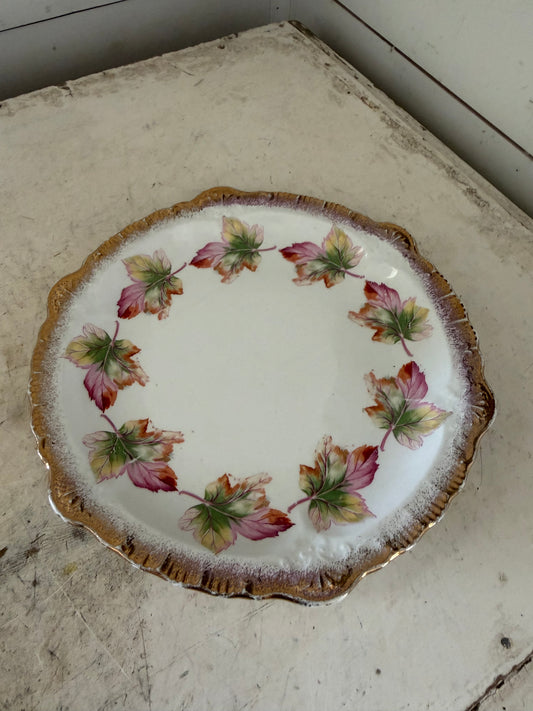 antique porcelain plate hand-painted autumnal maple leaf design, circa 1900–1908 Sevres China Company of East Liverpool, Ohio