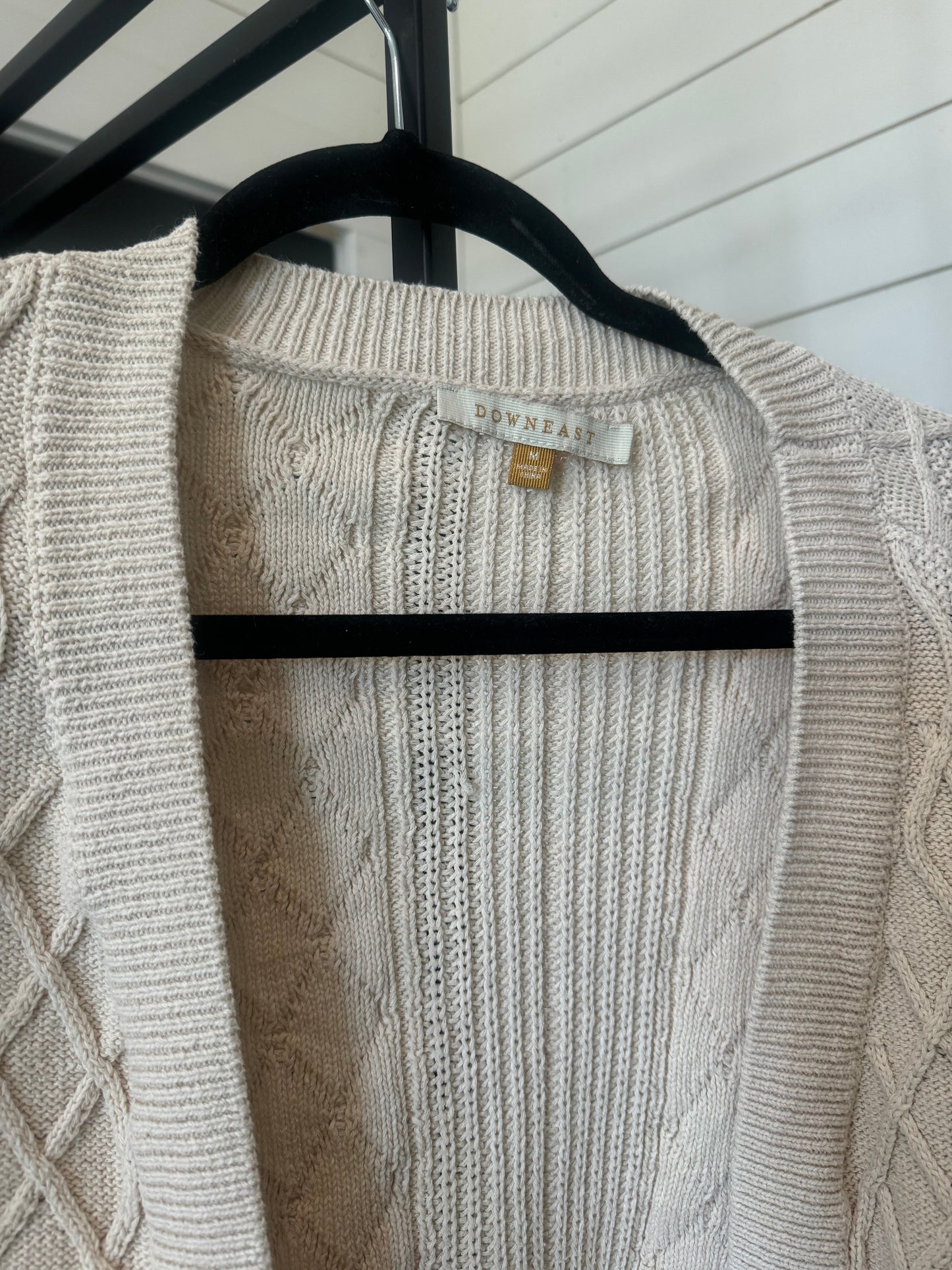 Cream Slouch Cableknit Cardigan Downeast -Medium