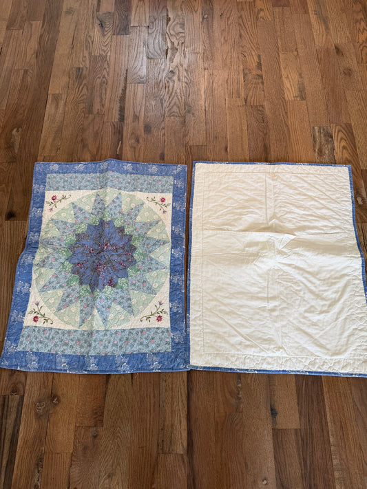 Quilted Star with Floral Fabric Pillow Shams - Standard Size