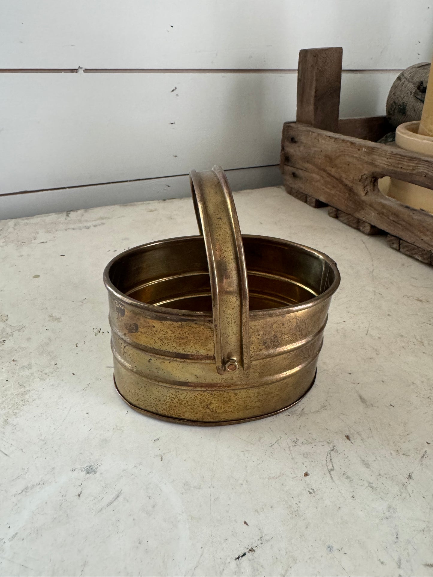 Small Brass Basket with Handle