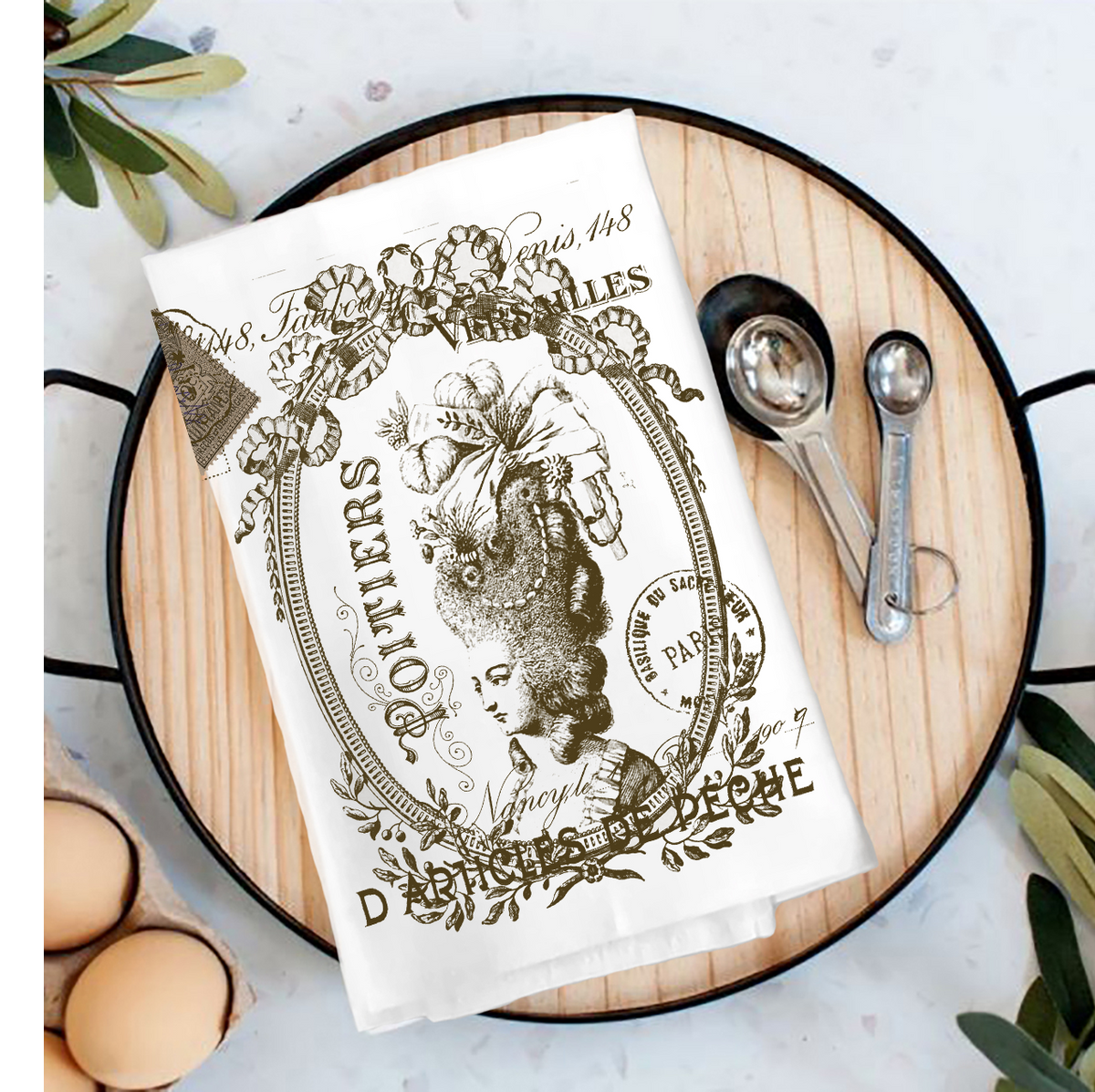 Tea Towel Vintage Shabby Chic French Lady