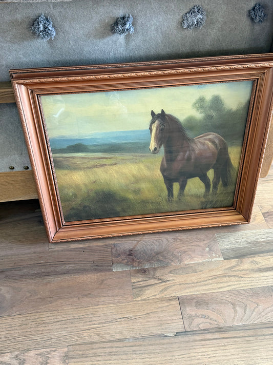 14x18” Framed Art copper Color Frame  with Equestrian Print