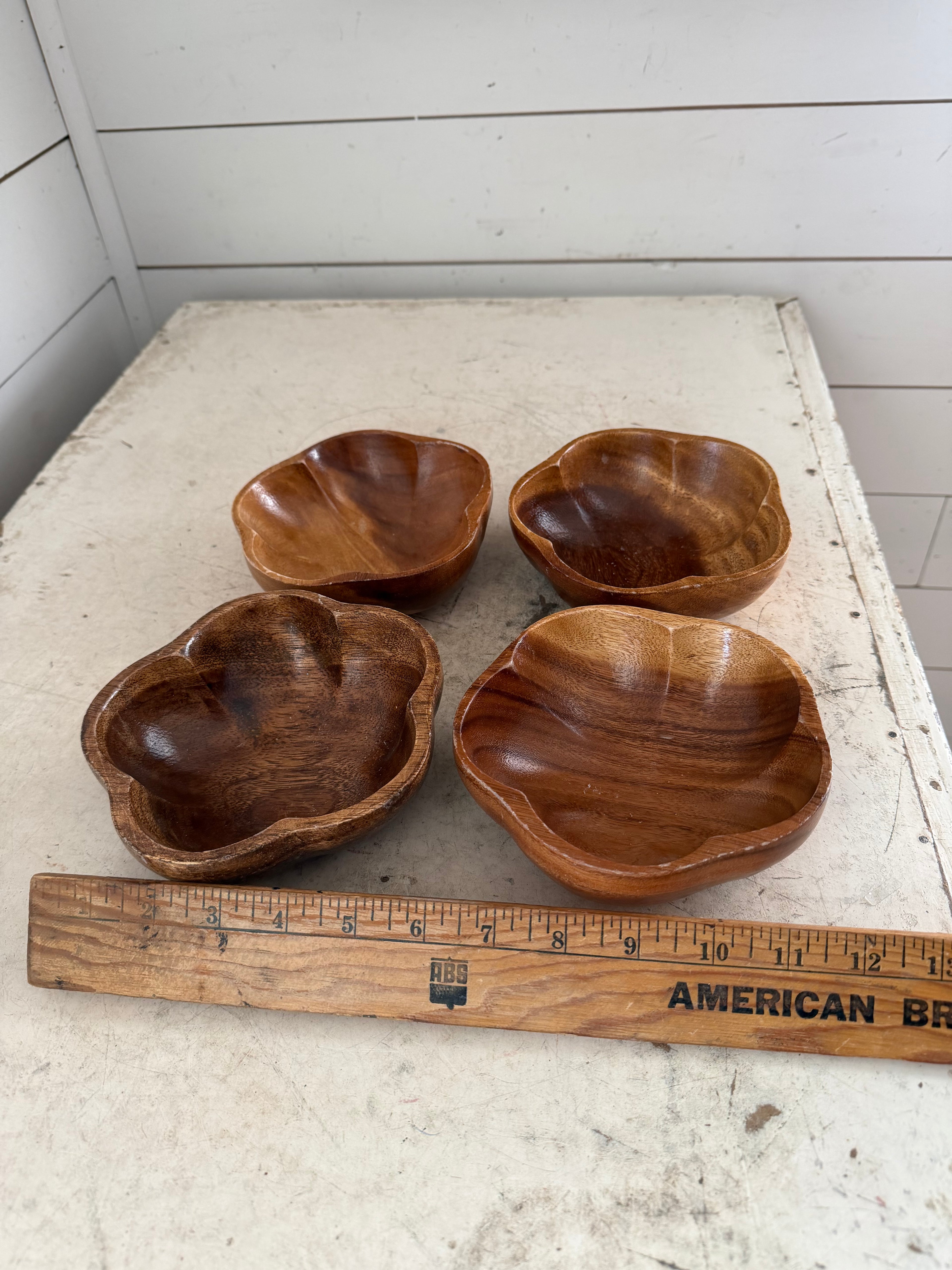 Vintage Sorenson Hawaii Monkey Pod MCM Scalloped Wood Bowl sold individually