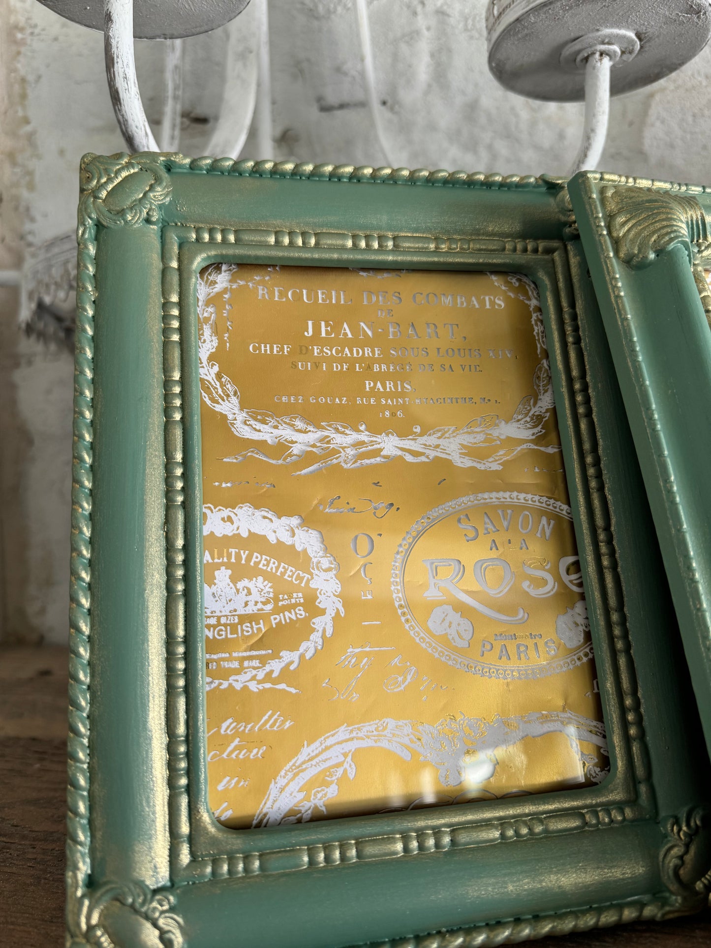 Gold & Green 5x7” frame with gold french art - Sold Individually