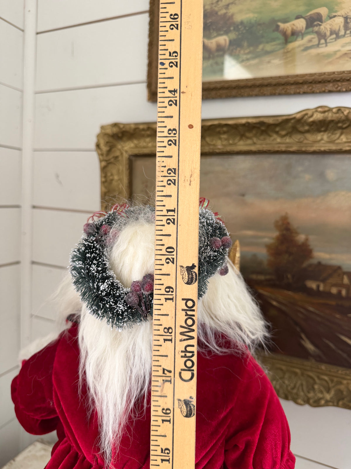 Vintage Santa Claus Doll 21" Tall Red & White with Gold Accents St. Nicholas Christmas Decor