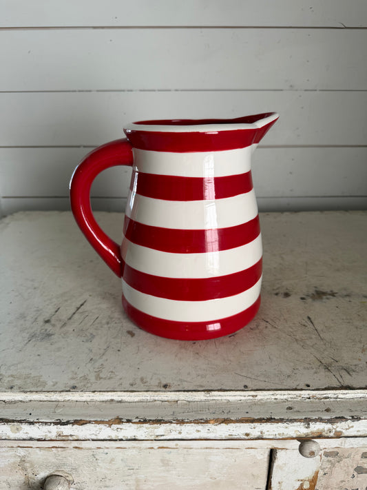 Terramoto Ceramic pitcher Red and White Stripes