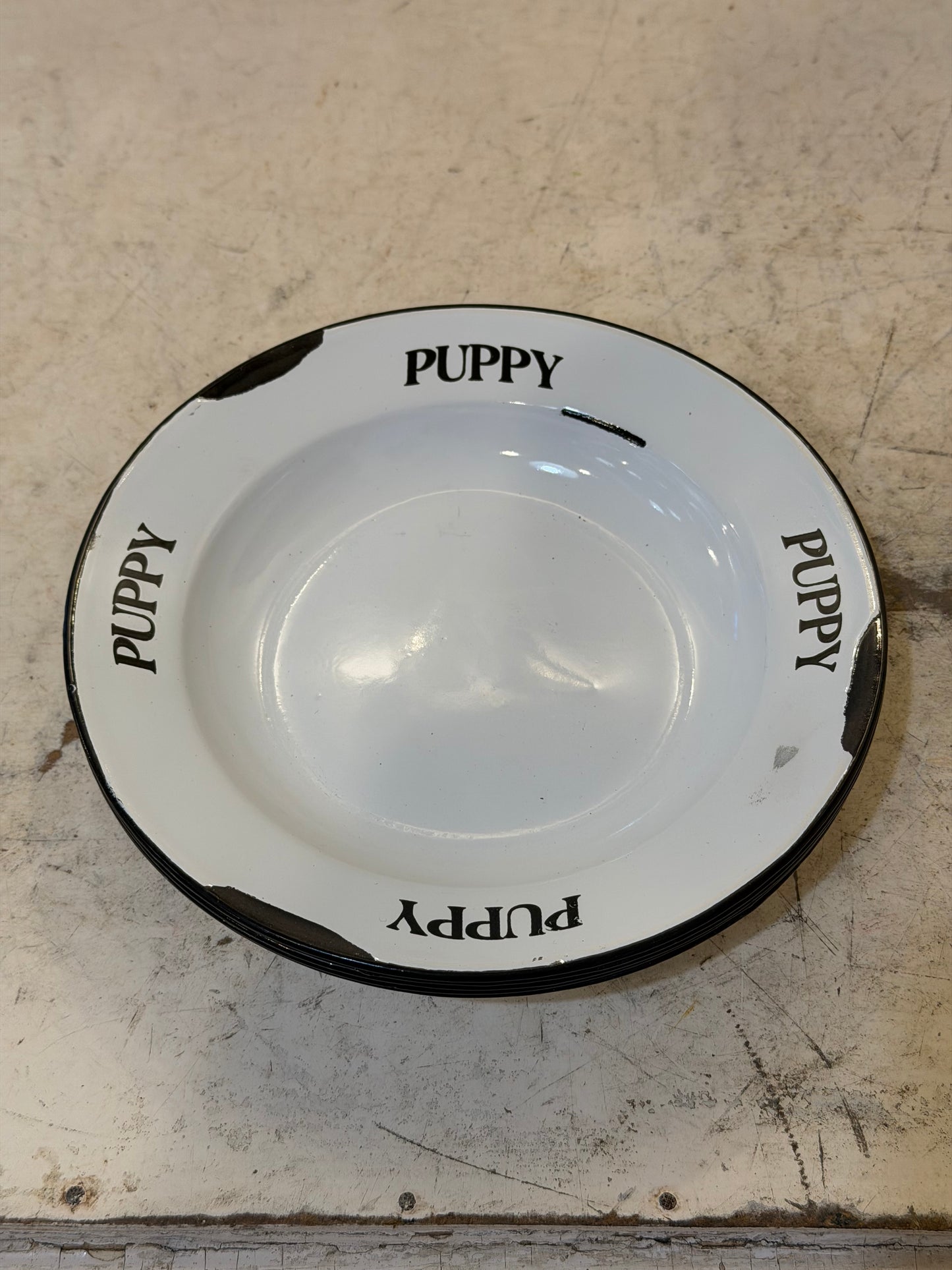 Enamel puppy dish